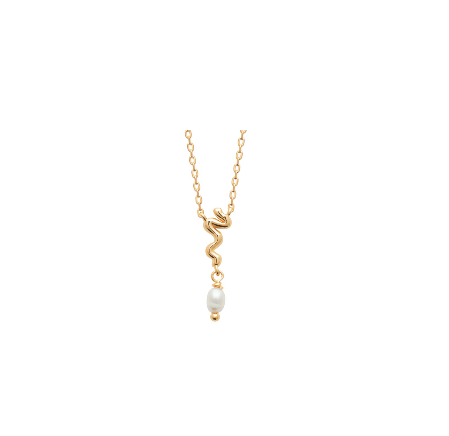 18k gold plated sculptural pearl dainty necklace