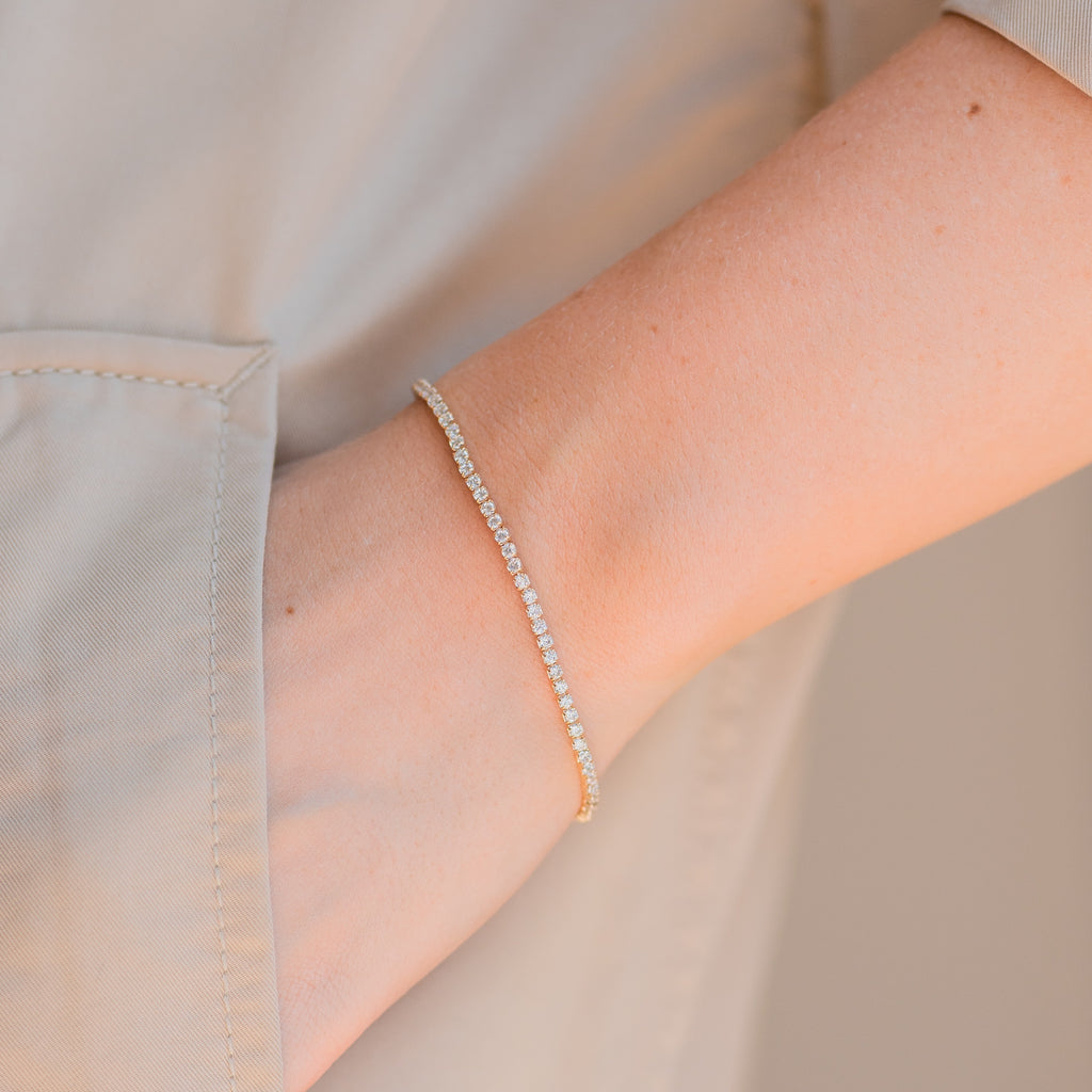 Burren Jewellery anyone for tennis 18k gold plated bracelet on wrist