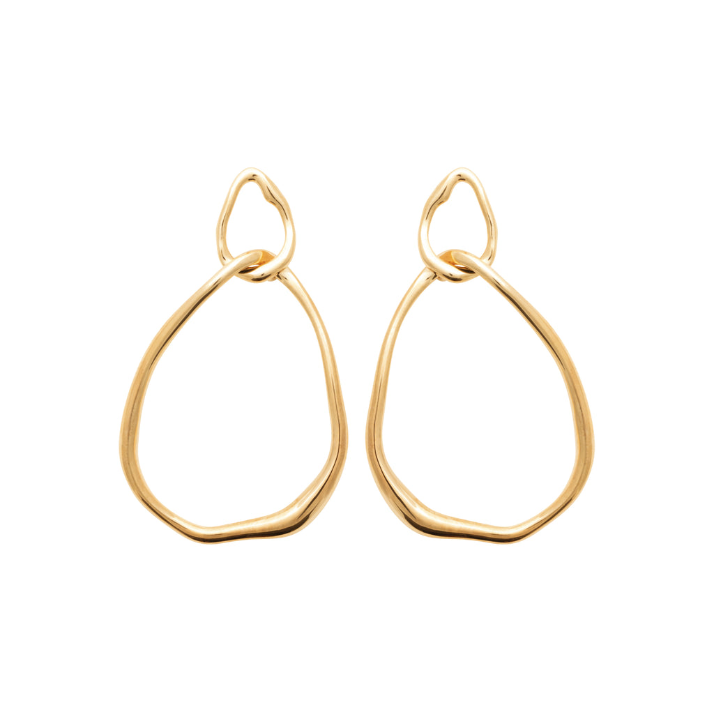 Burren jewellery 18k gold plate abstract reasoning statement textured large hoop earrings