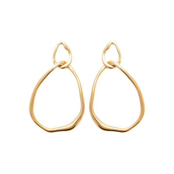 Burren jewellery 18k gold plate abstract reasoning statement textured large hoop earrings