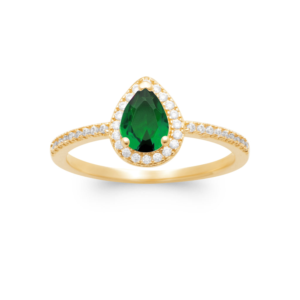 Burren jewellery 18k gold plated blue jeans emerald coloured ring top