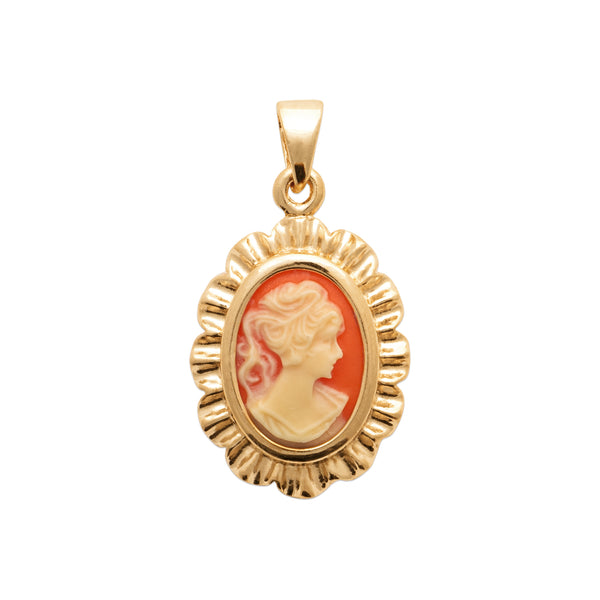 Burren jewellery 18k gold plate cameo role red pendant