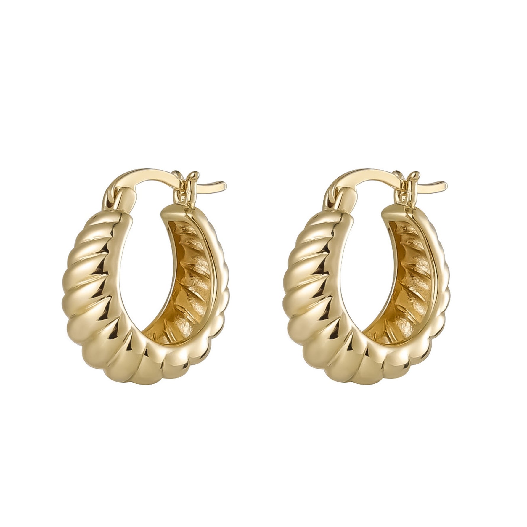 Burren jewellery 18k gold plate creme brulee statement chunky huggie hoops earrings