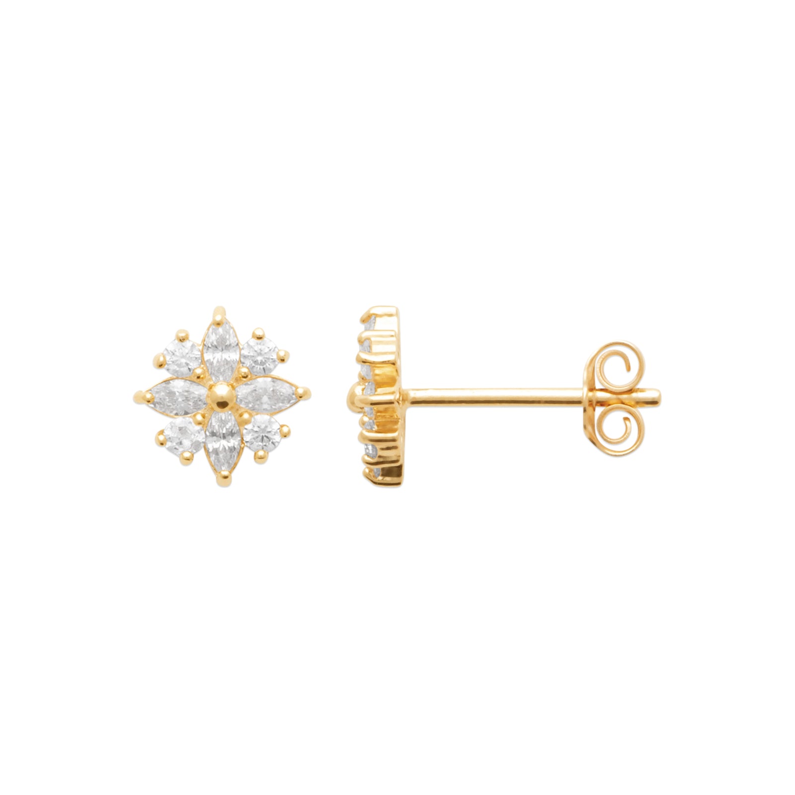 Burren jewellery 18k gold plate daisy flower shape stud everyday earrings
