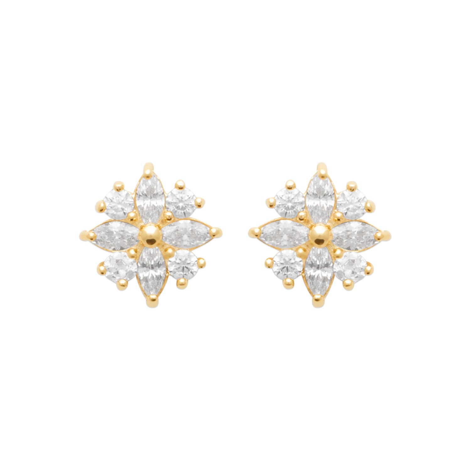 Burren jewellery 18k gold plate daisy flower shape stud everyday earrings