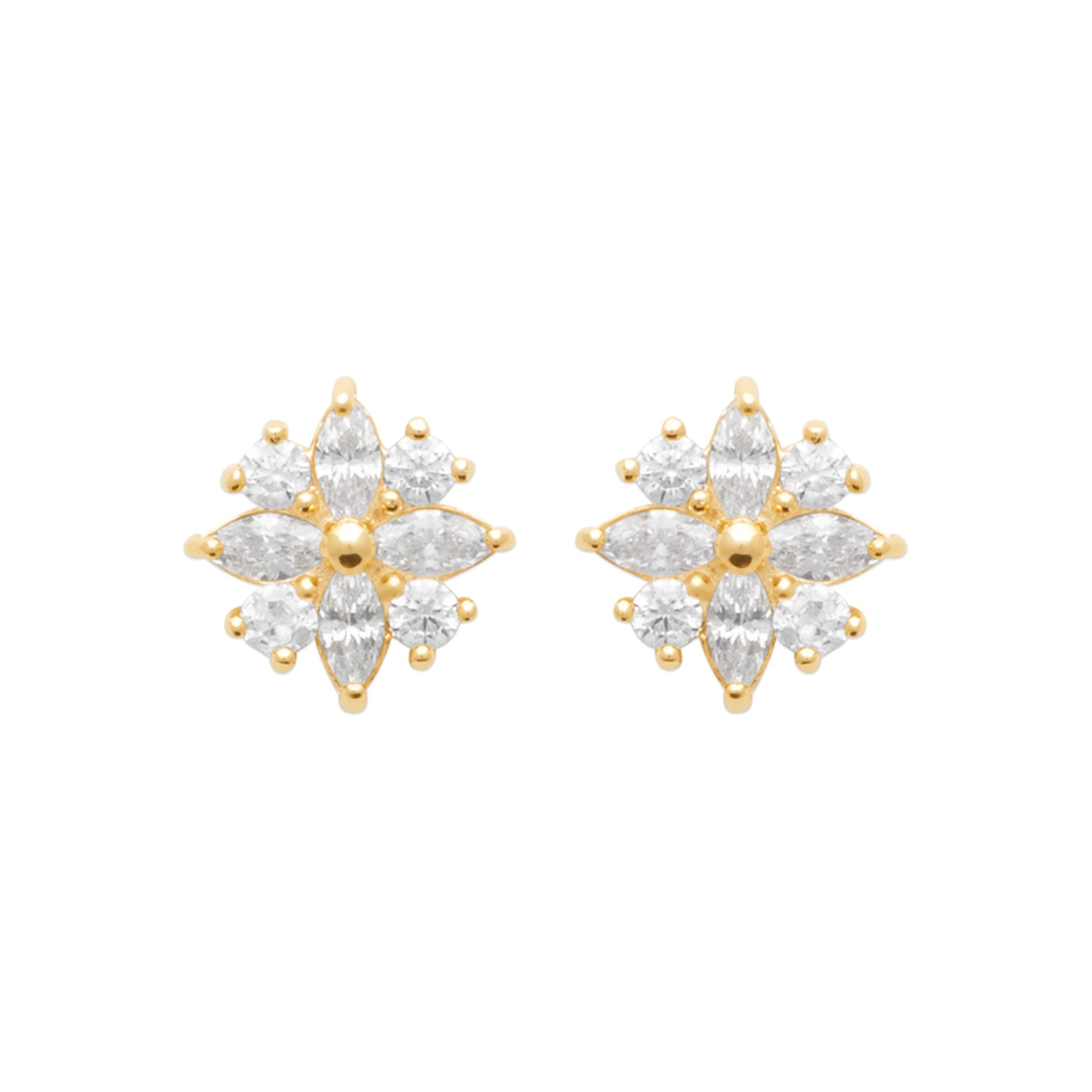 Burren jewellery 18k gold plate daisy flower shape stud everyday earrings