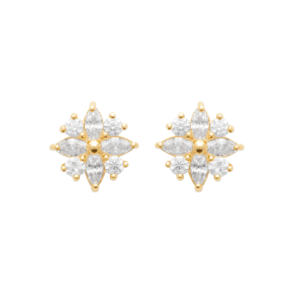 Burren jewellery 18k gold plate daisy flower shape stud everyday earrings