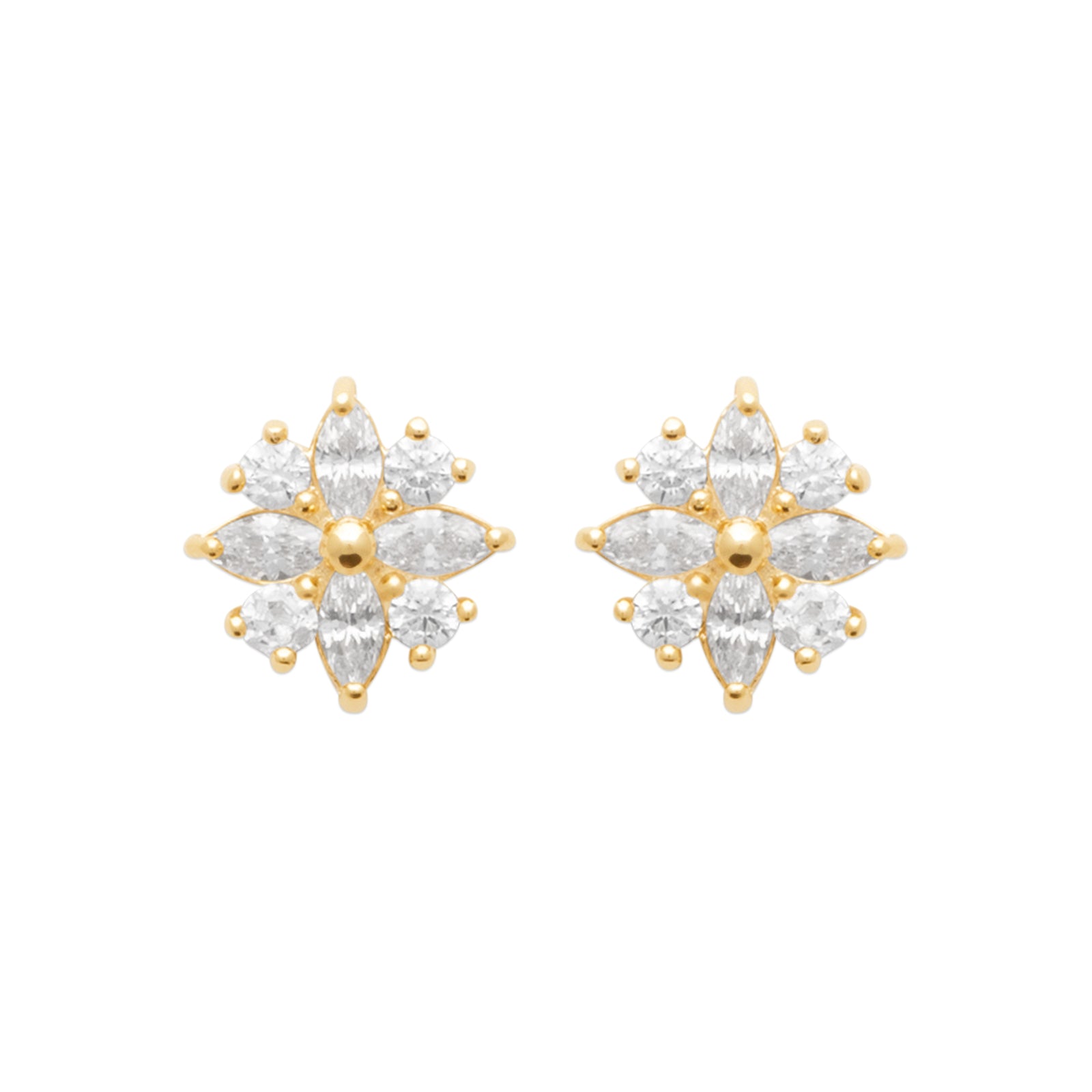 Burren jewellery 18k gold plate daisy flower shape stud everyday earrings
