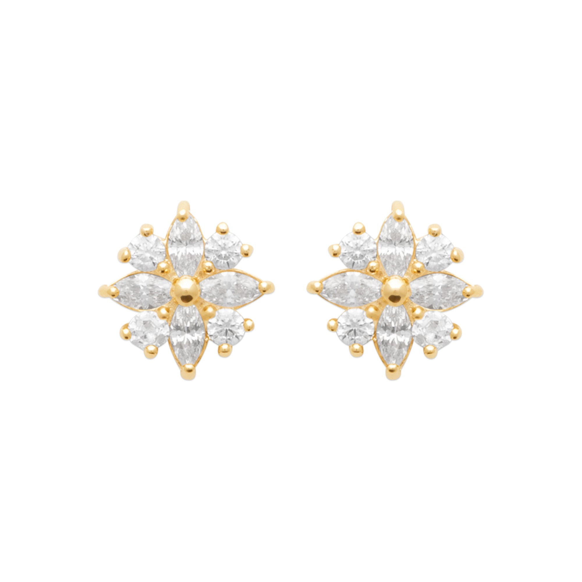 Burren jewellery 18k gold plate daisy flower shape stud everyday earrings