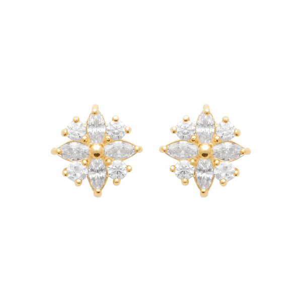 Burren jewellery 18k gold plate daisy flower shape stud everyday earrings