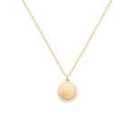 Glamorous Goddess Necklace in 18K Gold Plating with Engravable Circular Disc Pendant Surrounded by Cubic Zirconia | Burren Jewellery