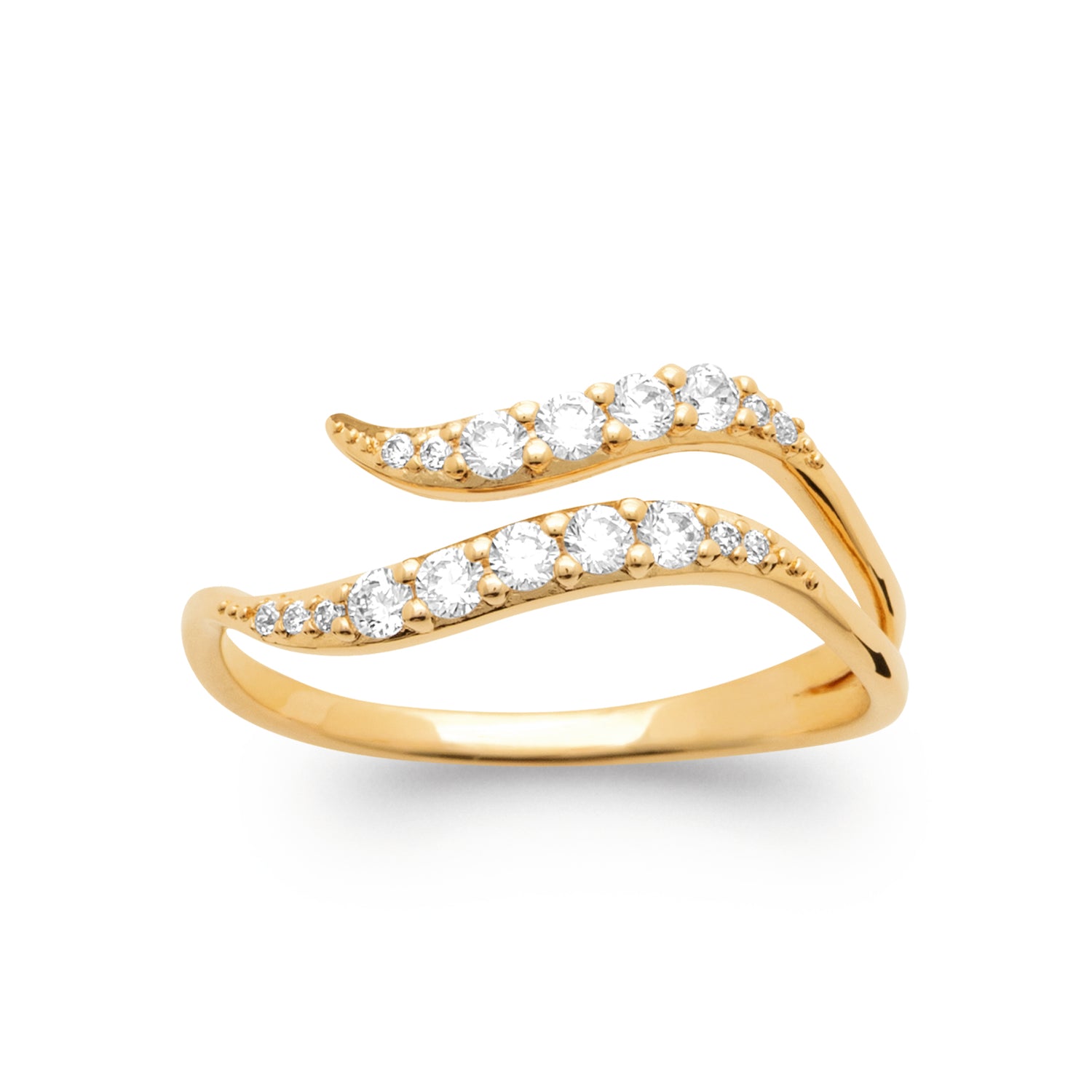 Celestial Wave Open Wave Ring with Cubic Zirconia