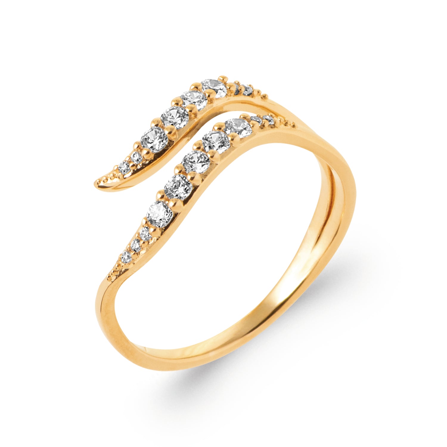 Celestial Wave Open Wave Ring with Cubic Zirconia