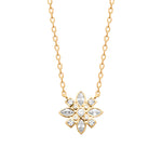 True Story Necklace in 18K Gold Plating Featuring a Floral-Inspired Marquise, Princess and Round-Cut Clear Cubic Zirconia Pendant on a Fine Gold Chain | Burren Jewellery
