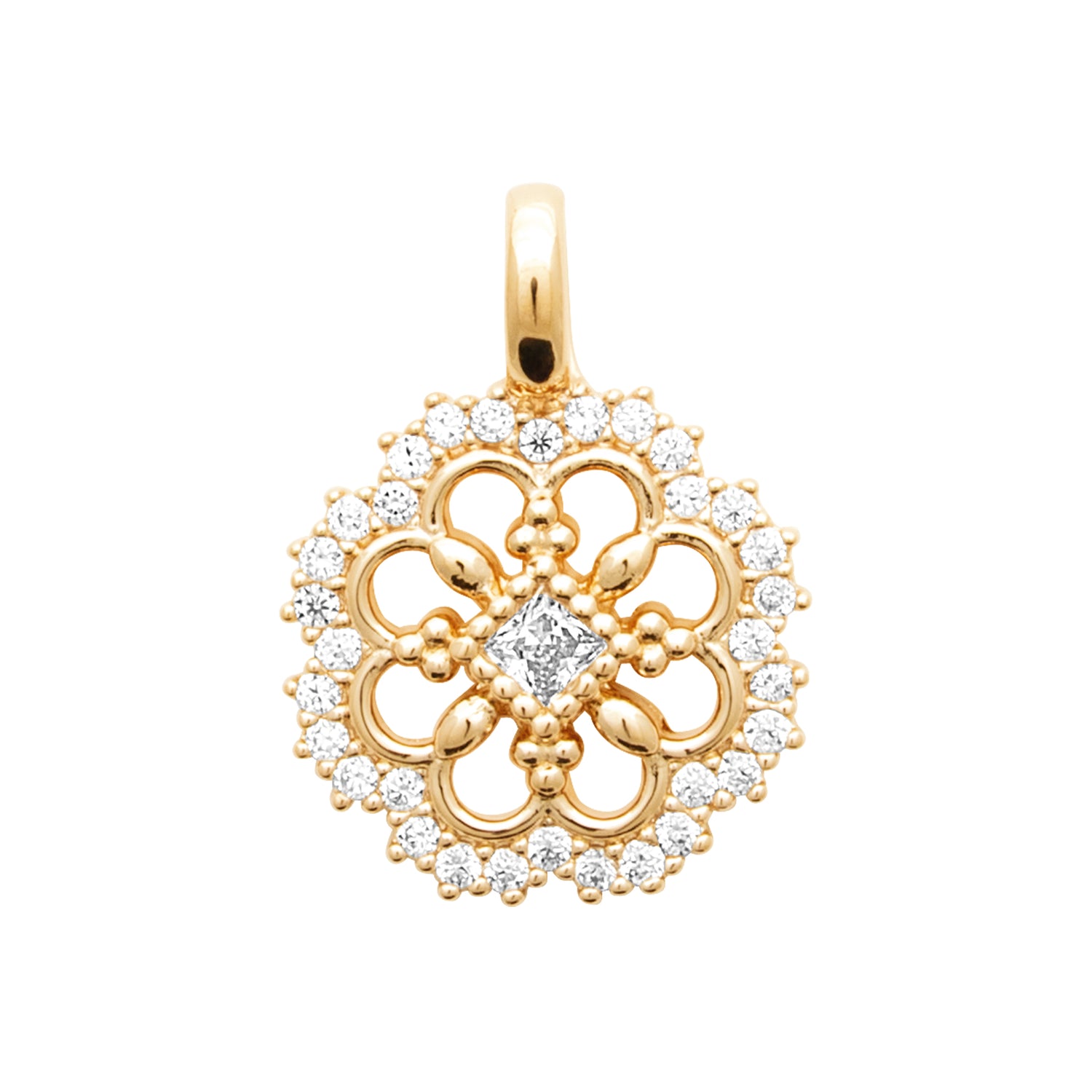 Flower Garden Pendant in 18K Gold Plating Featuring a Floral Cubic Zirconia | Burren Jewellery