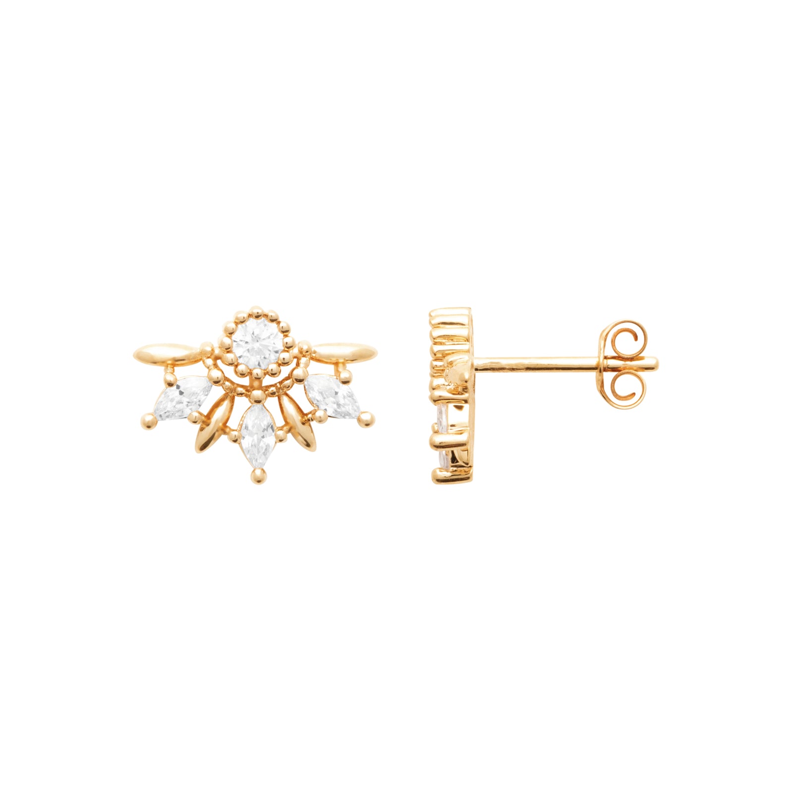 Burren jewellery 18k gold plate flower stud earrings genova