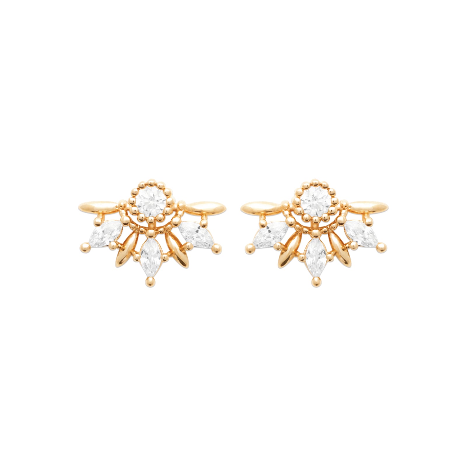 Burren jewellery 18k gold plate flower stud earrings genova
