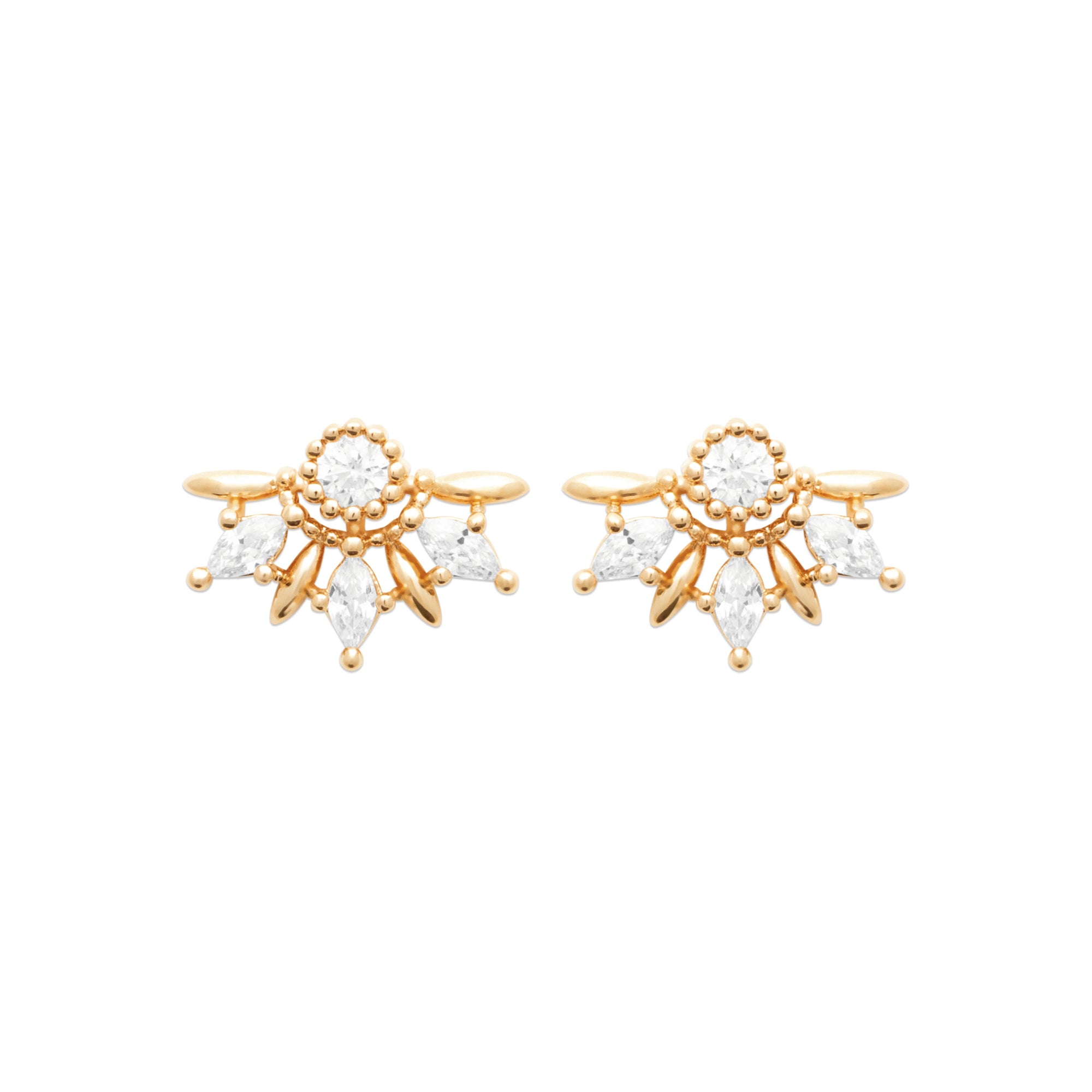 Burren jewellery 18k gold plate flower stud earrings genova