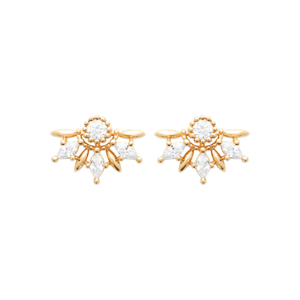 Burren jewellery 18k gold plate flower stud earrings genova