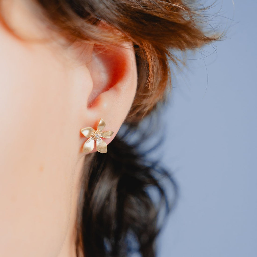 Burren jewellery 18k gold plate gentian earrings model