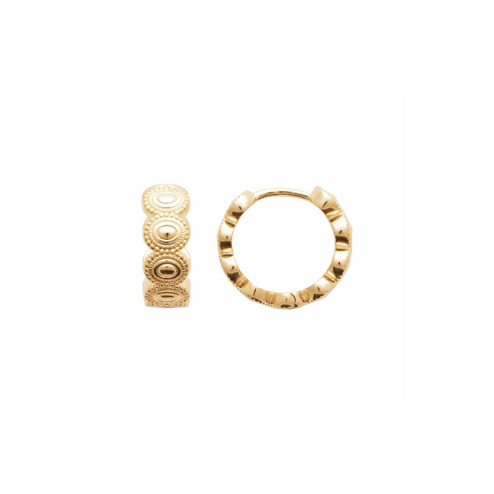 Burren jewellery 18k gold plate golden goddess huggie earrings side