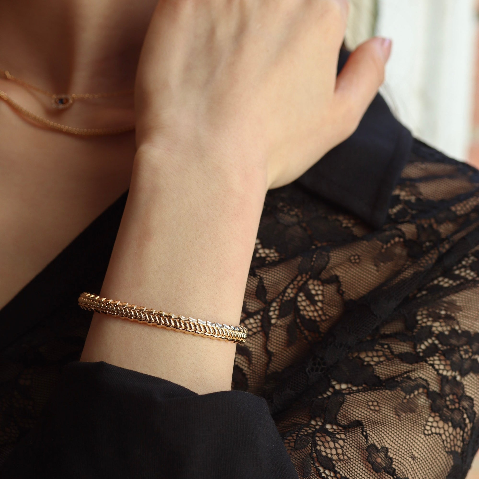 Burren jewellery 18k gold plate havana textured bangle