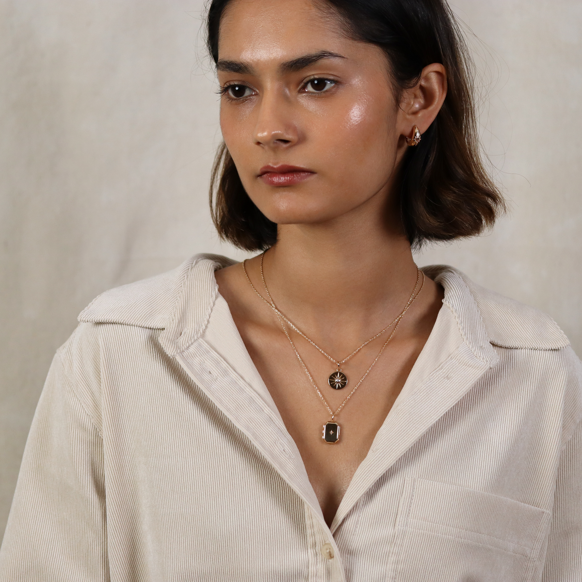 Burren jewellery 18k gold plate heartstrings fashion locket layered necklace model