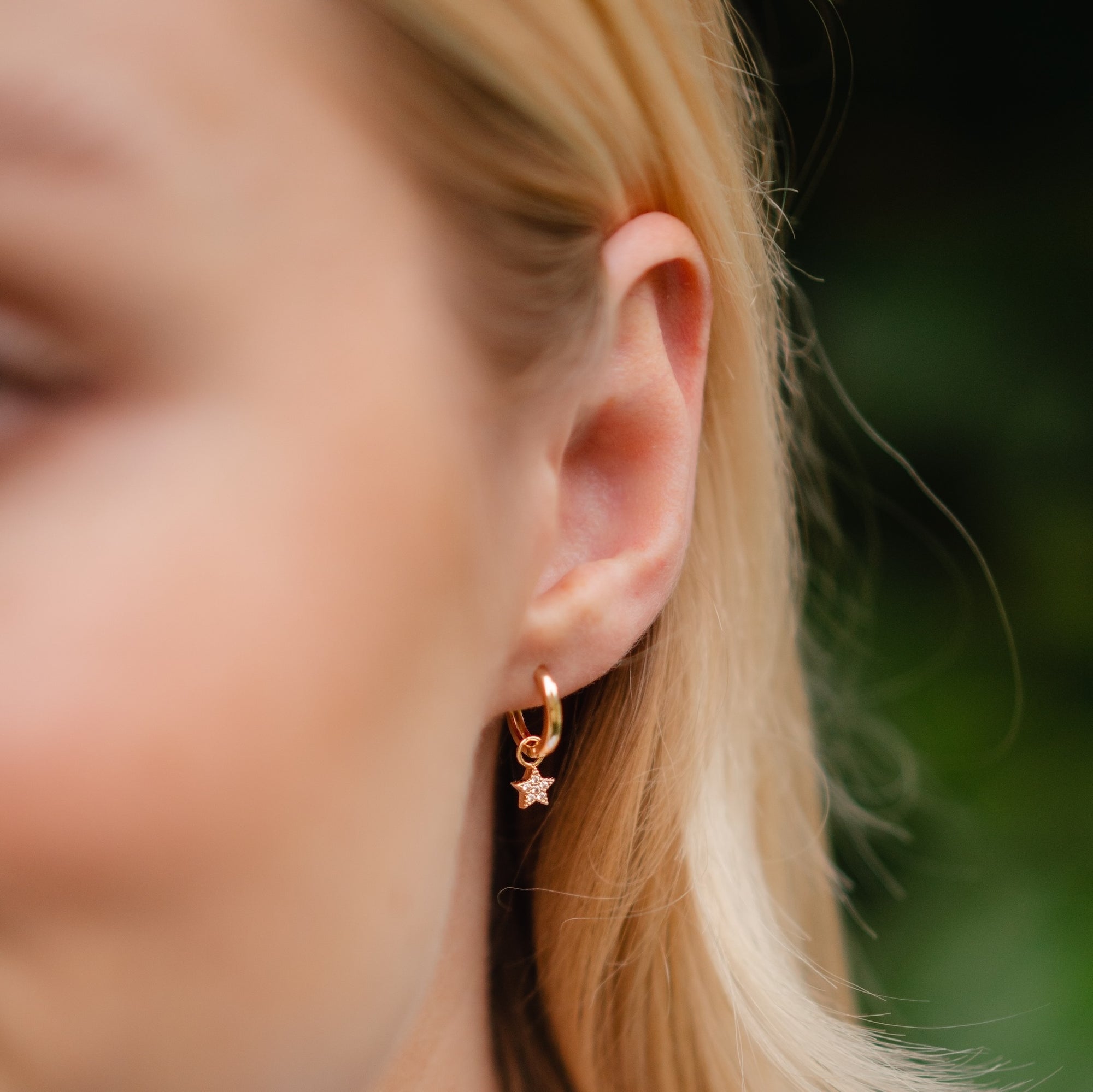 Burren Jewellery 18k gold plate lucky star huggie earrings