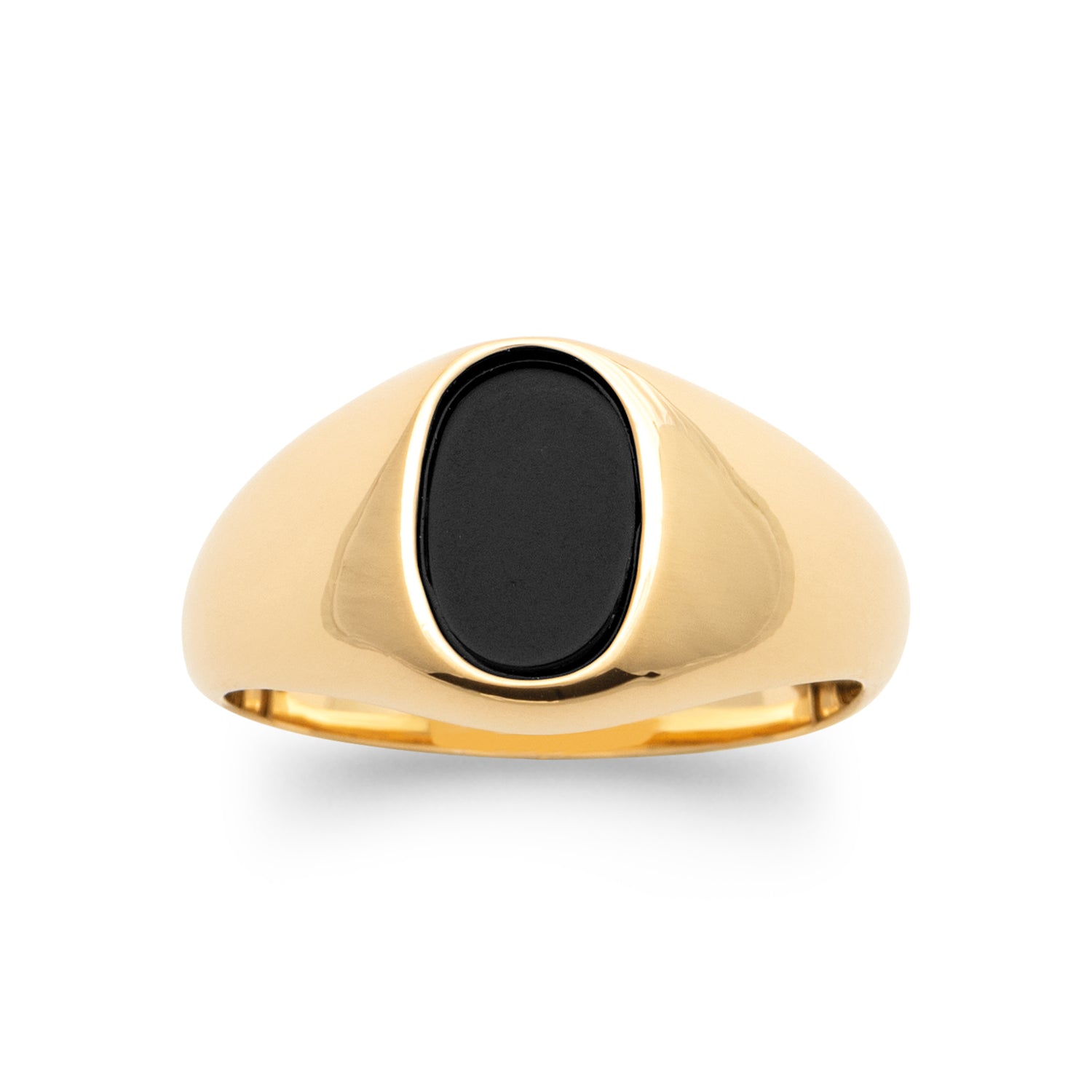 Burren jewellery 18k gold plate onyx signet statement ring black jack alt