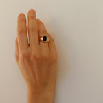 Burren jewellery 18k gold plate onyx signet statement ring black jack