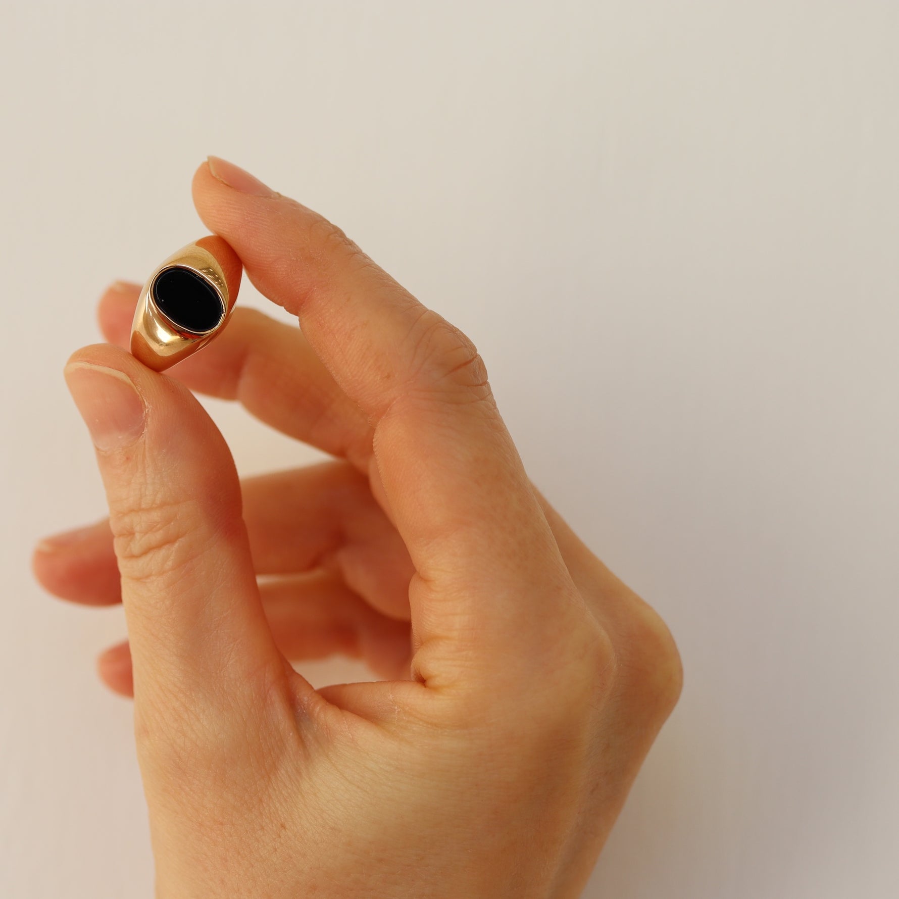 Burren jewellery 18k gold plate onyx signet statement ring black jack