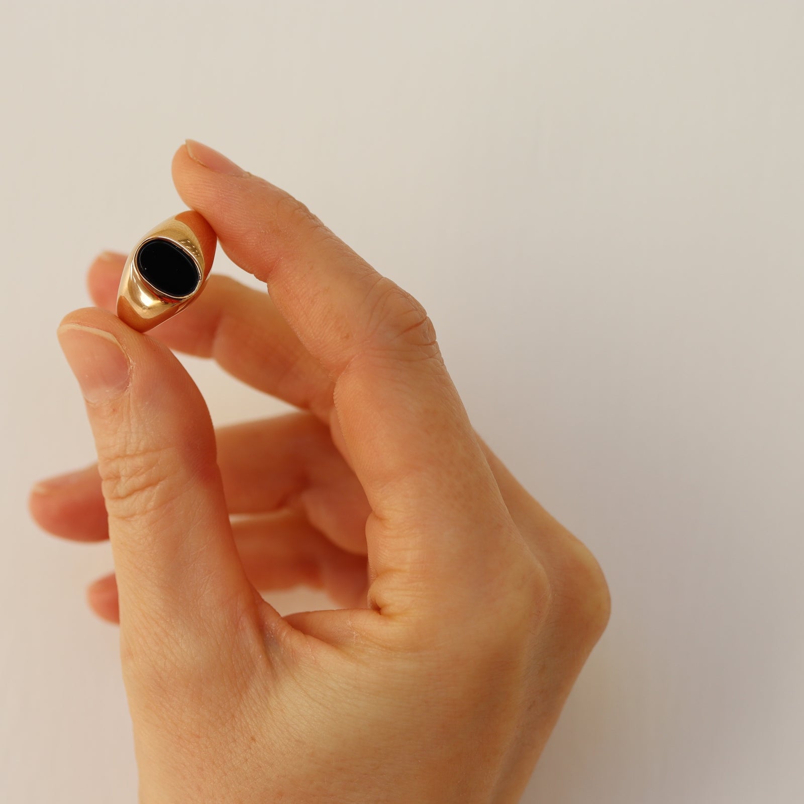 Burren jewellery 18k gold plate onyx signet statement ring black jack