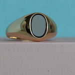 Burren jewellery 18k gold plate onyx signet statement ring black jack