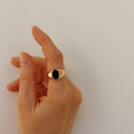 Burren jewellery 18k gold plate onyx signet statement ring black jack
