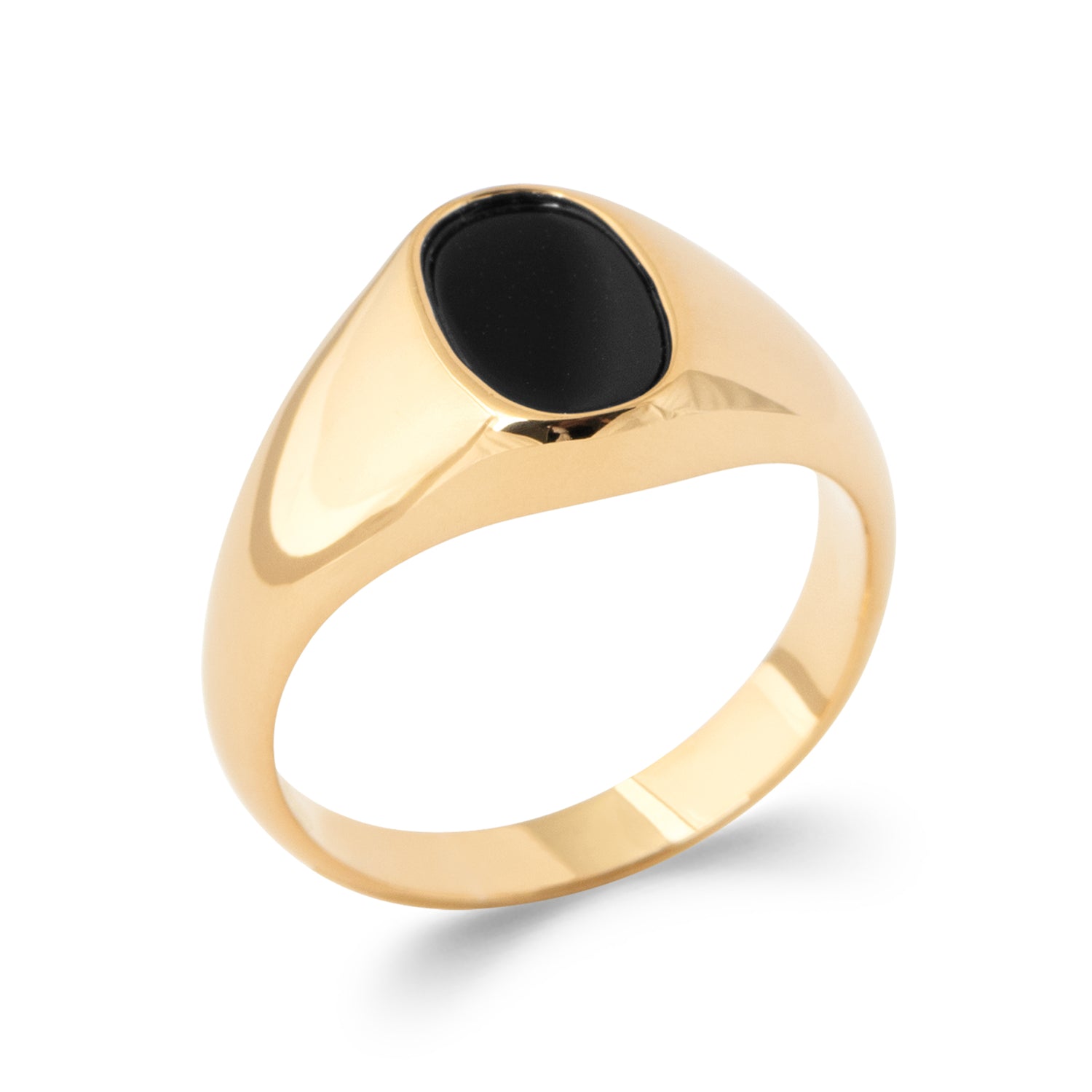 Burren jewellery 18k gold plate onyx signet statement ring black jack