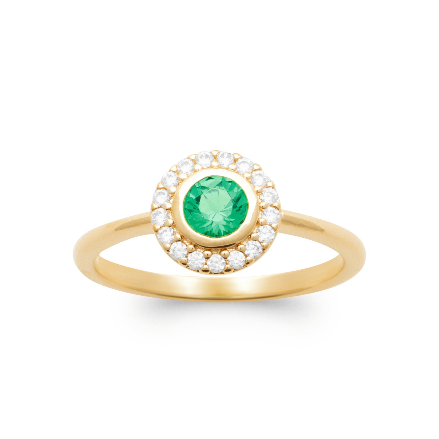Burren jewellery 18k gold plate rising sun emerlad colour classical ring alt