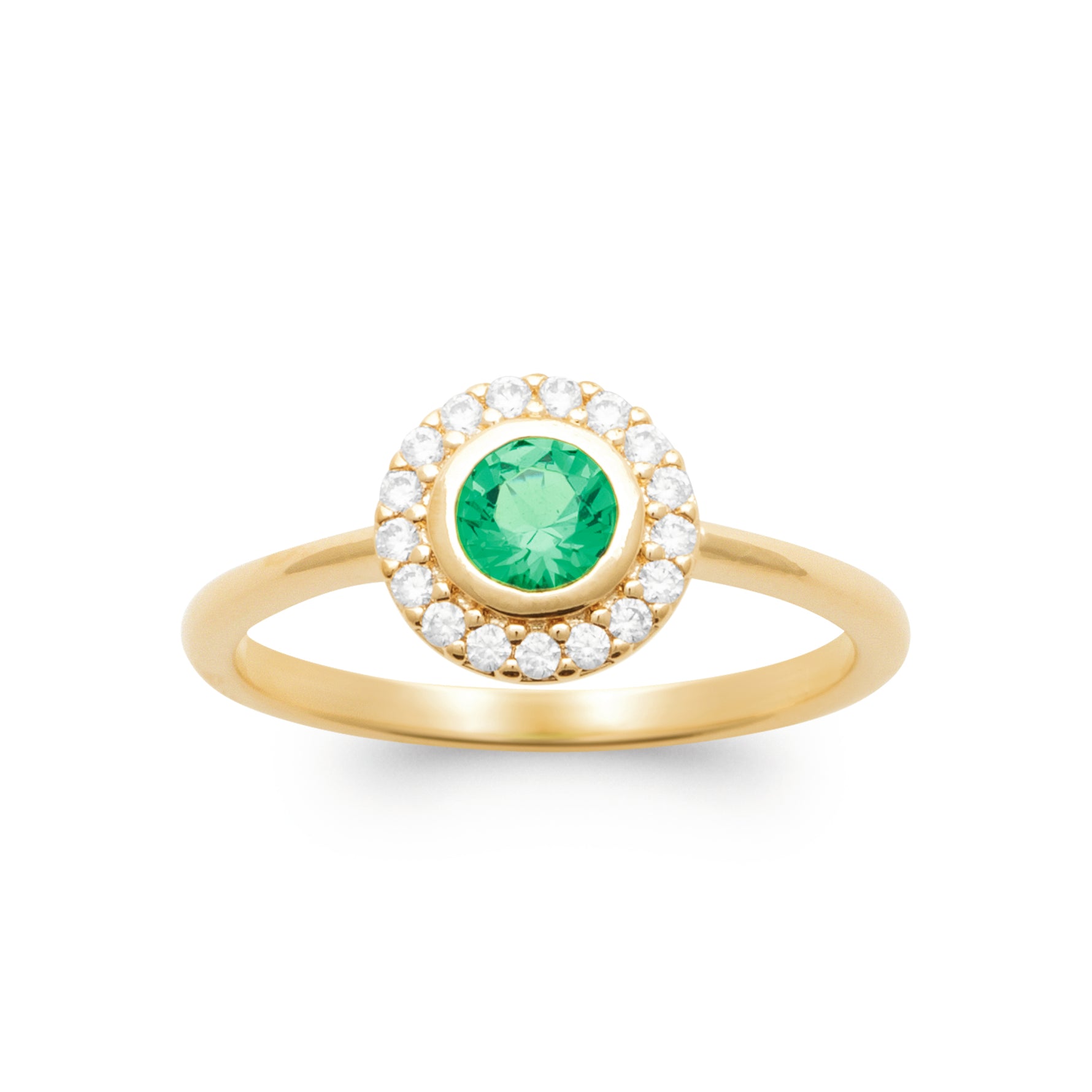 Burren jewellery 18k gold plate rising sun emerlad colour classical ring alt
