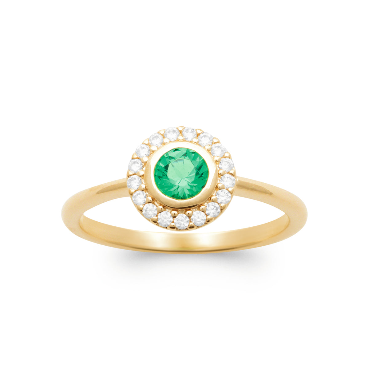 Burren jewellery 18k gold plate rising sun emerlad colour classical ring alt