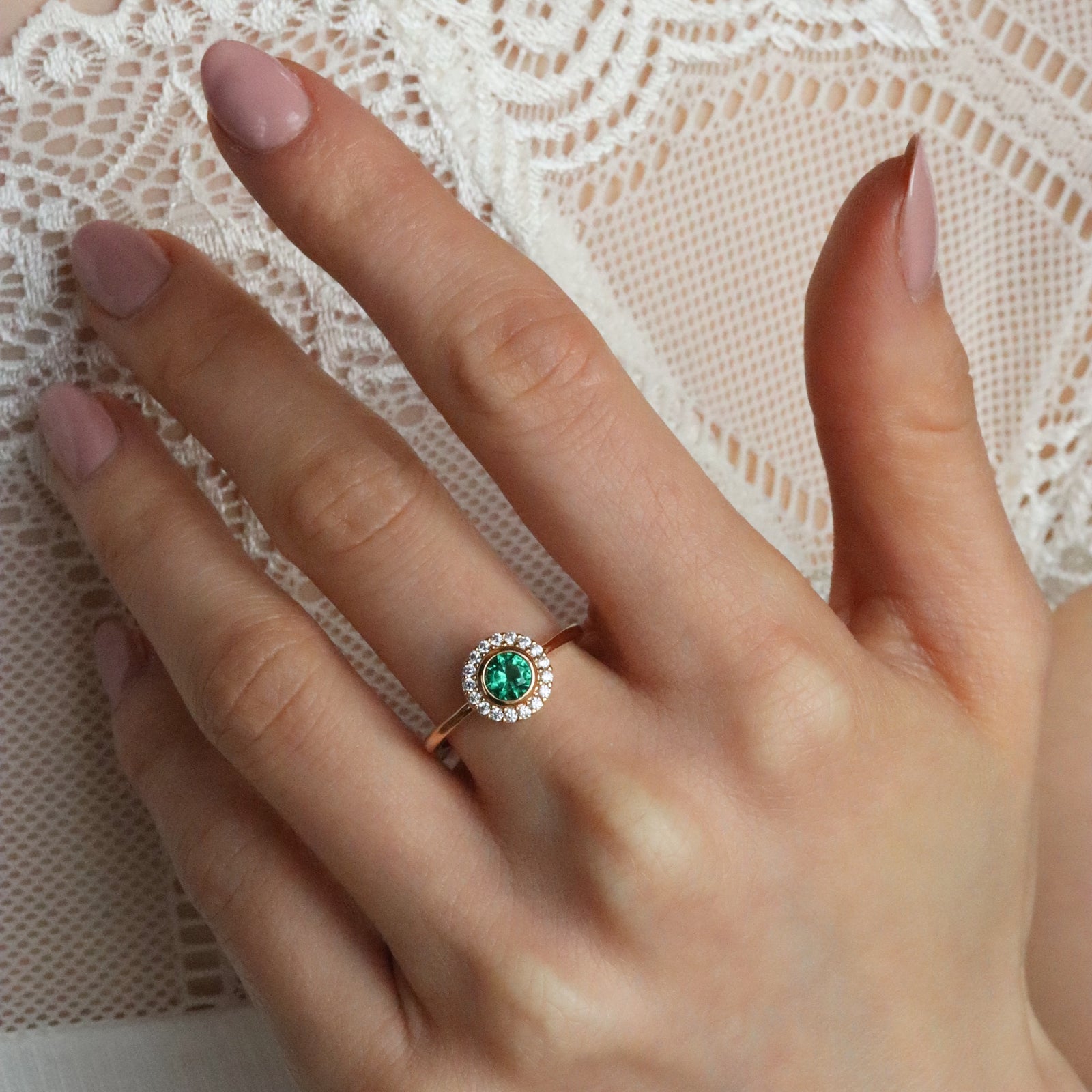 Burren jewellery 18k gold plate rising sun emerlad colour classical ring