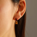 Burren jewellery 18k gold plate ruby rose earrings model