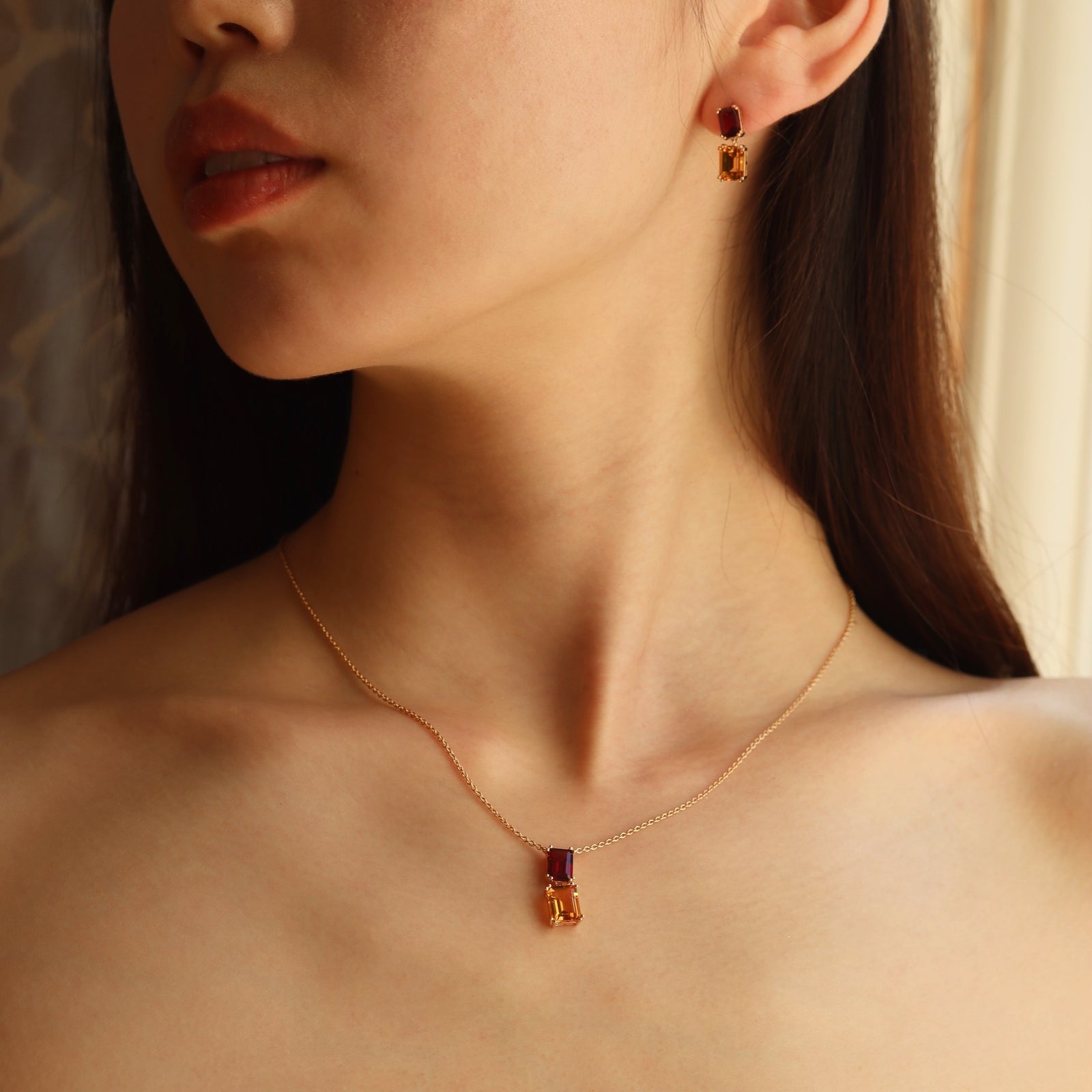 Burren jewellery 18k gold plated ruby rose necklace