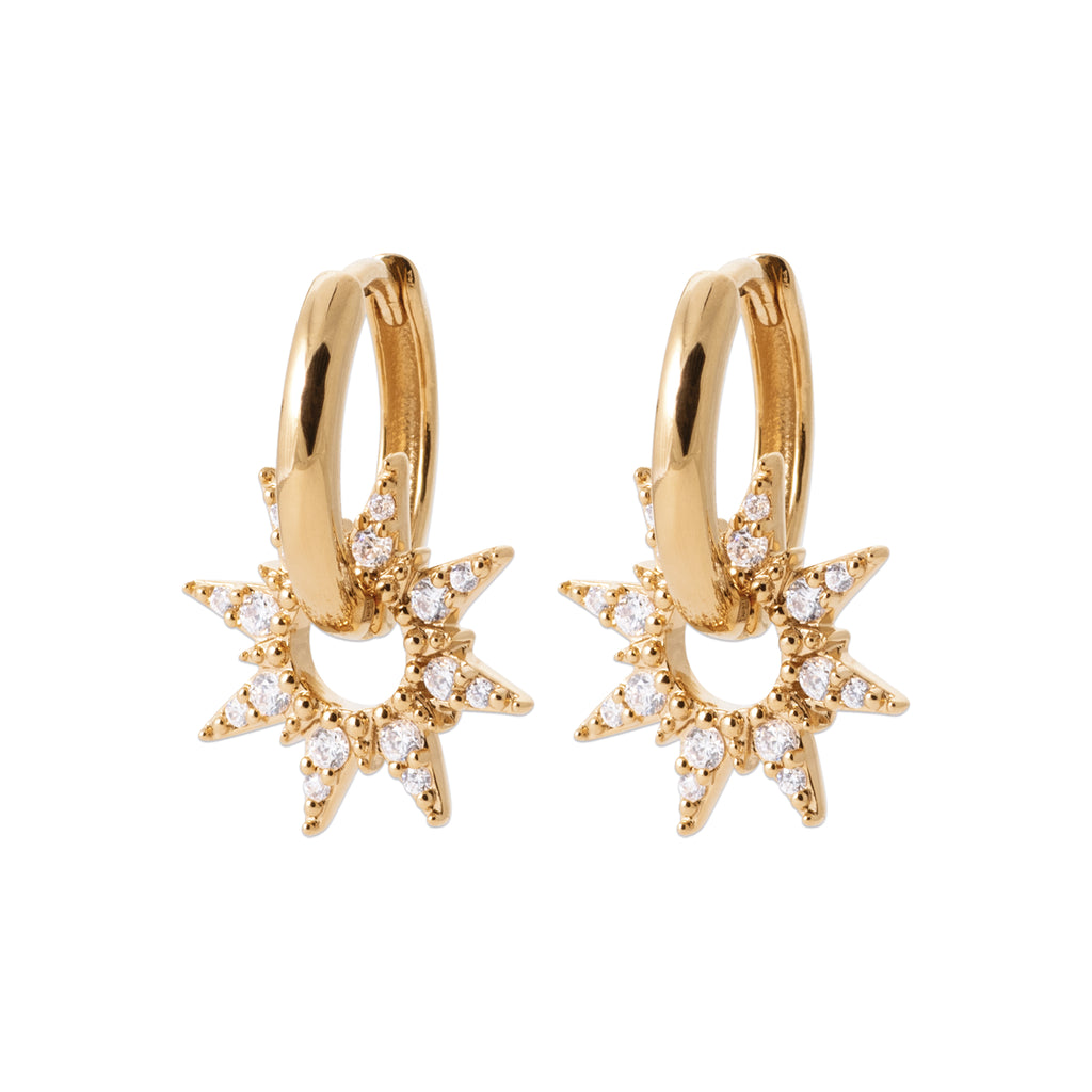 Burren jewellery 18k gold plate serenade star huggie earrings