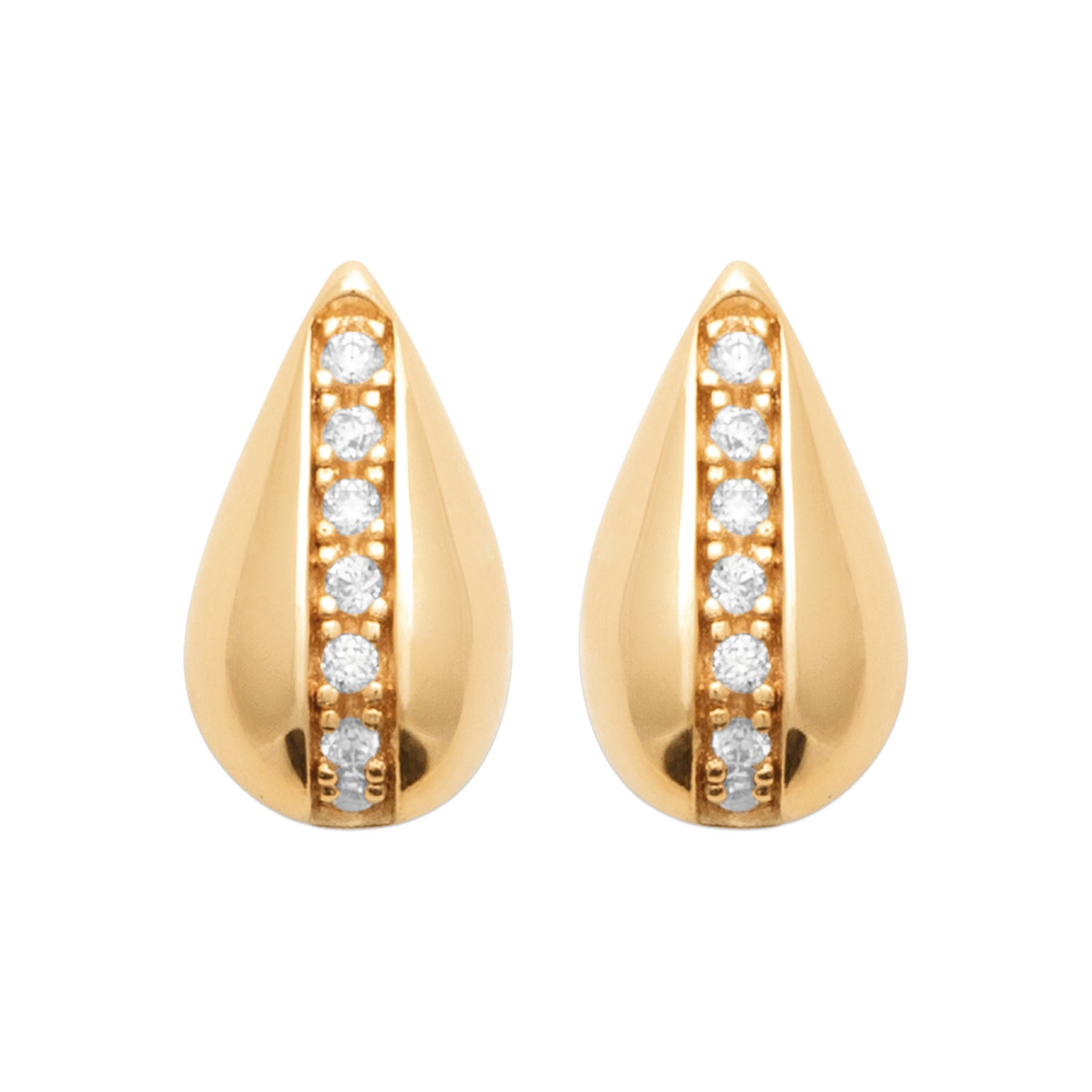 Burren jewellery 18k gold plate stud earrings cubic zirconia snowdrop