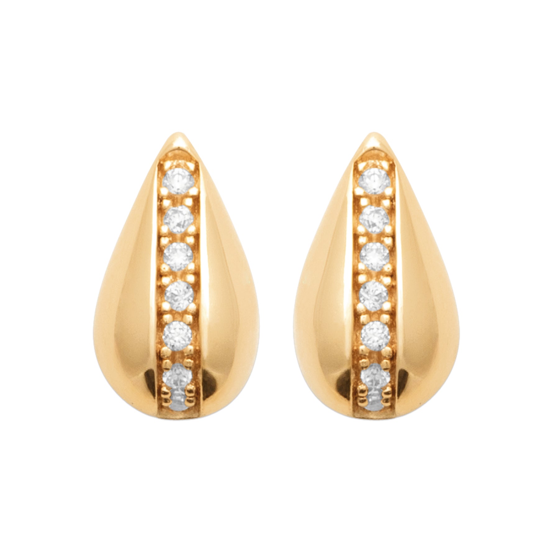 Burren jewellery 18k gold plate stud earrings cubic zirconia snowdrop