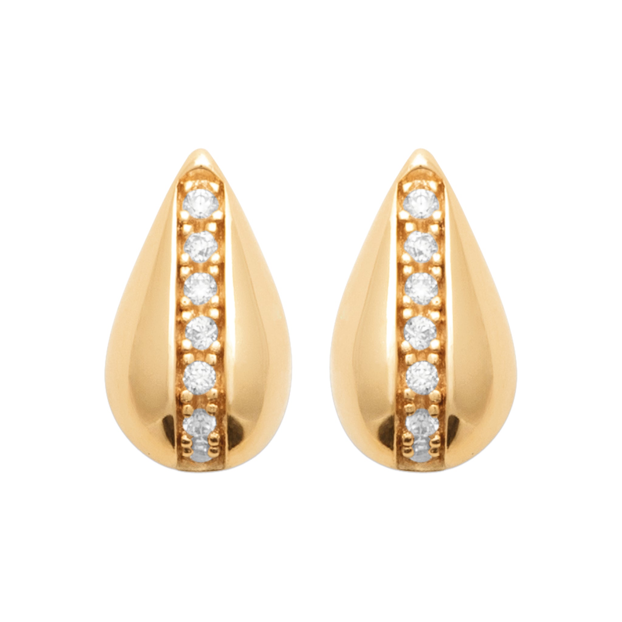 Burren jewellery 18k gold plate stud earrings cubic zirconia snowdrop