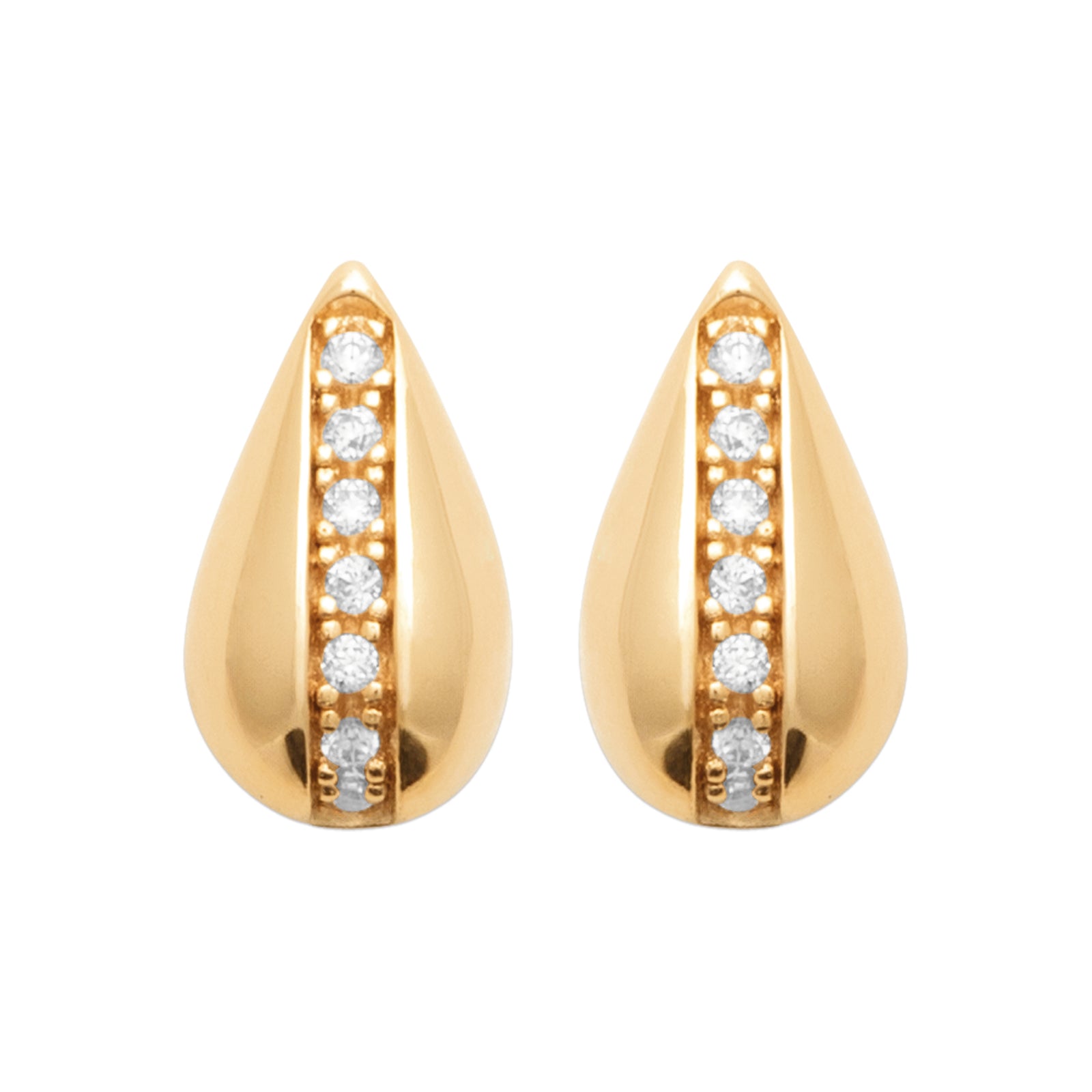 Burren jewellery 18k gold plate stud earrings cubic zirconia snowdrop