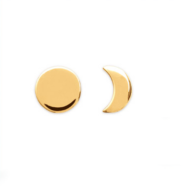 Burren jewellery 18k gold plate sun and moon stud earrings