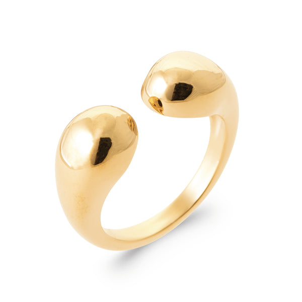 Burren jewellery 18k gold plate together far apart ring white background