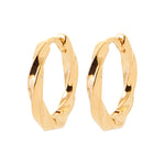 Main Character Earrings in 18K Gold Plating Featuring Sculptural Twisted Huggie Hoop Design with a High-Polish Finish | Burren Jewellery