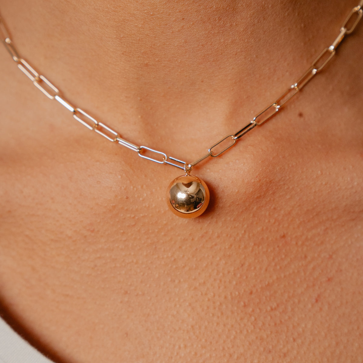 Burren jewellery 18k gold plate wrecking ball fashion statement necklace model